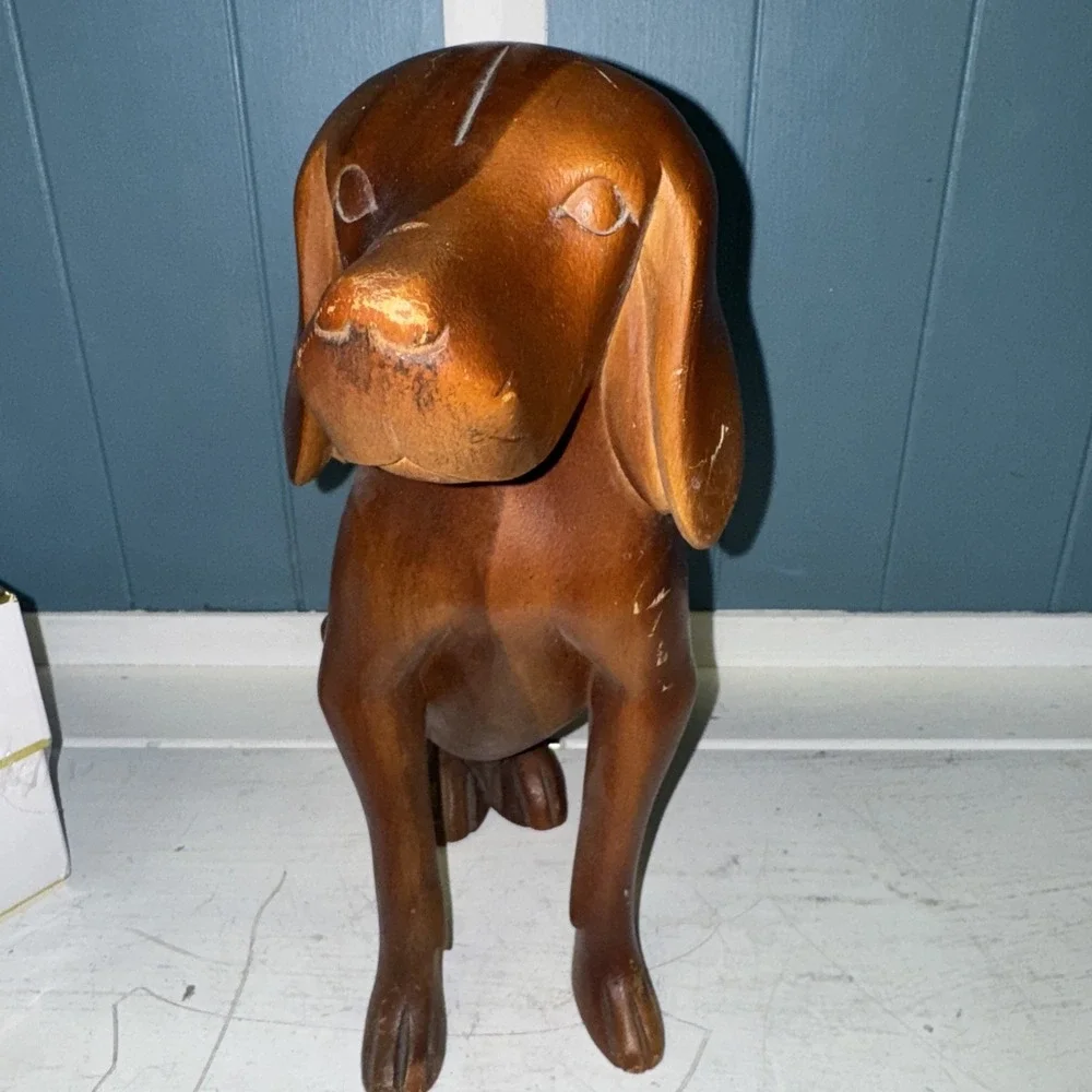 Large DACHSHUND MALE DOG FIGURINE VINTAGE LEFTON HAND DECORATED ORIGINAL STICKER